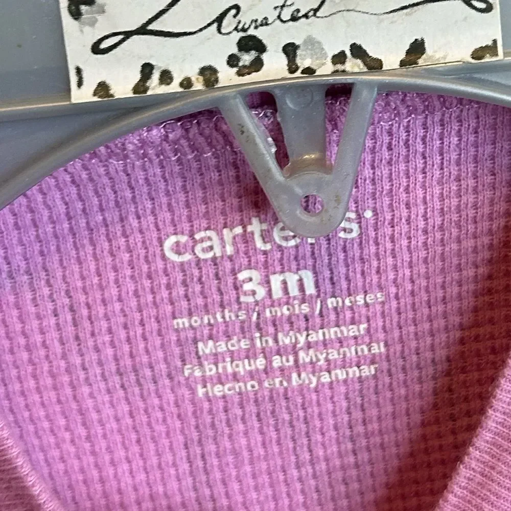 5 for $25🔥3M Baby Girl Carters Waffled Knit Pink Elephant Foot Sleeper Bodysuit